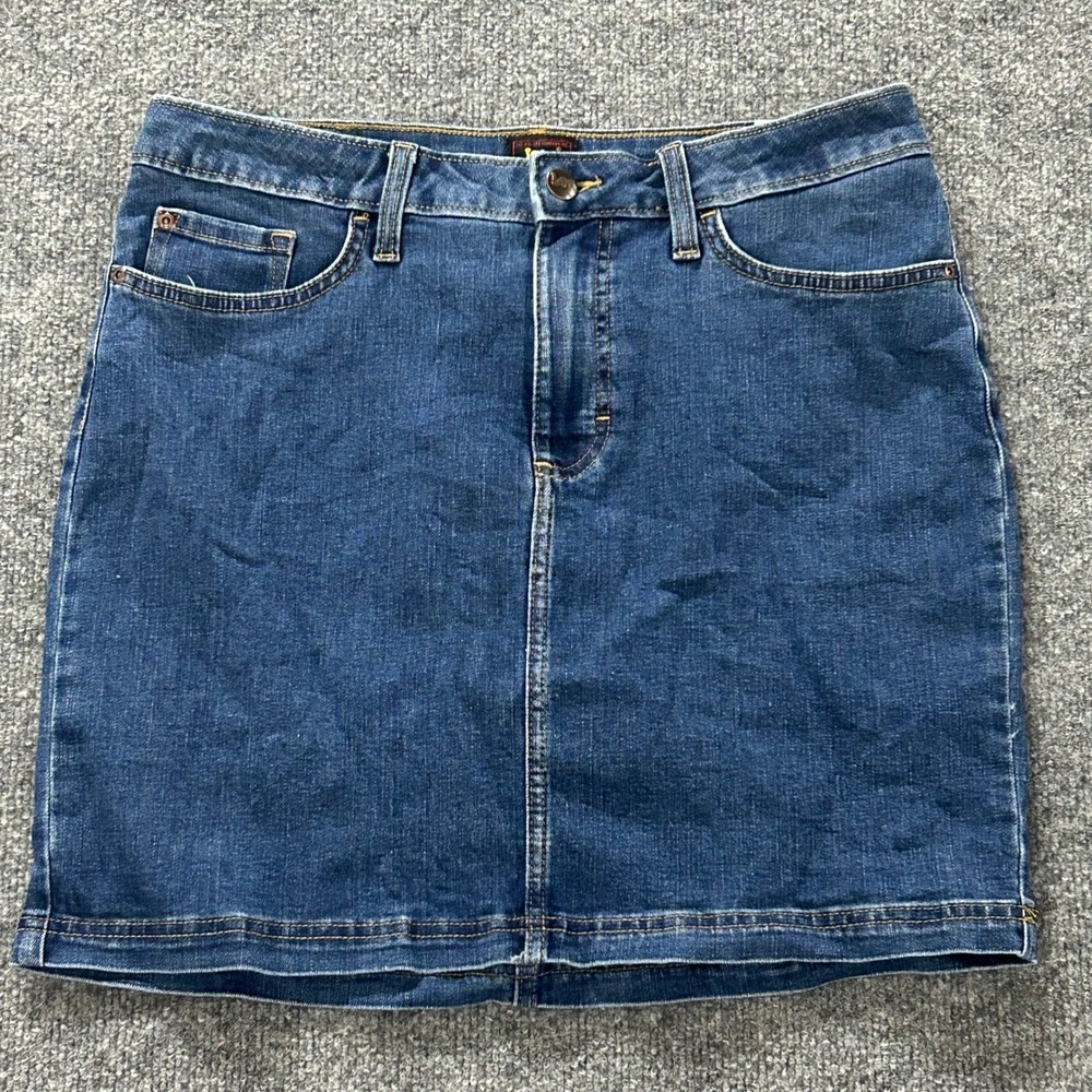 Lee Denim Skirt Womens Size 10 Medium Wash Mini Casual Stretch Five Pocket